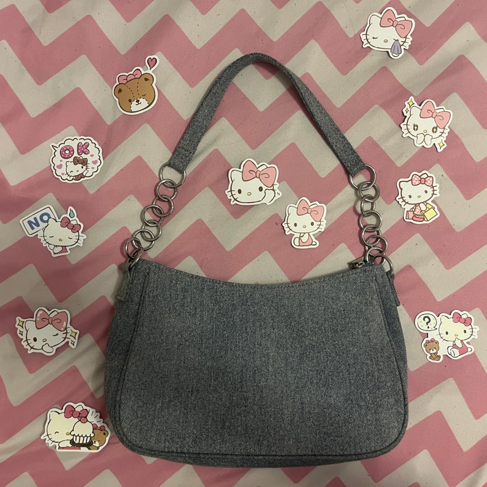 H&M blue denim shoulder bag